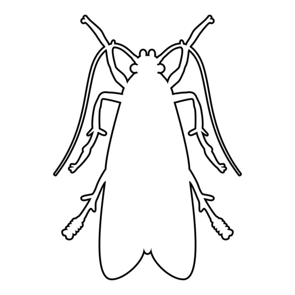 Kleren moth kleding vlinder vliegen insecten pest zwarte kleur overzicht vector illustratie vlakke stijl pictogramafbeelding — Stockvector