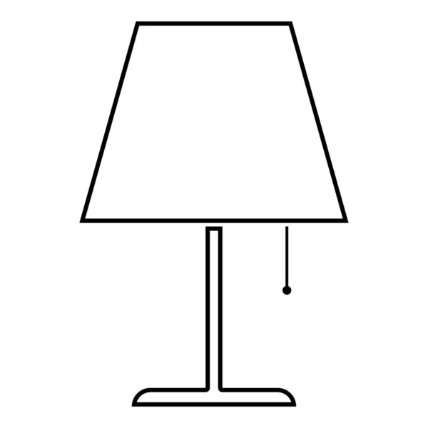 Lámpara de mesa Lámpara de noche Icono de la lámpara clásica color negro contorno vector ilustración estilo plano imagen — Archivo Imágenes Vectoriales