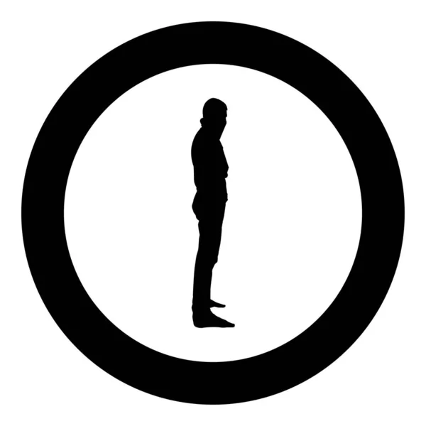 Uomo con bandana sul viso che nasconde la sua identità Concetto di ribellione Concetto icona di protesta vettore di colore nero in cerchio illustrazione rotonda immagine in stile piatto — Vettoriale Stock
