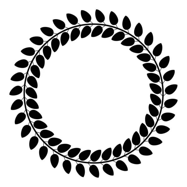 Círculo floral Coroa de folhas Molduras florais redondas Ícone de borda floral vetor de cor preta ilustração estilo plano imagem —  Vetores de Stock
