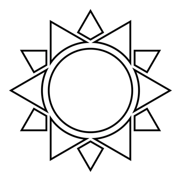 Obrázek slunce ikony černé barvy osnovy vektorové ilustrace ploché styl — Stockový vektor