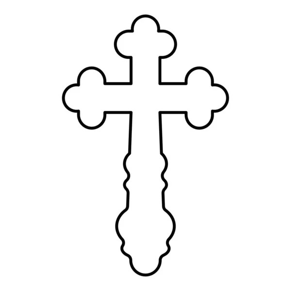 Croce trifoglio trifoglio trifoglio Croce monogramma Croce religiosa icona nero contorno di colore vettore illustrazione stile piatto immagine — Vettoriale Stock