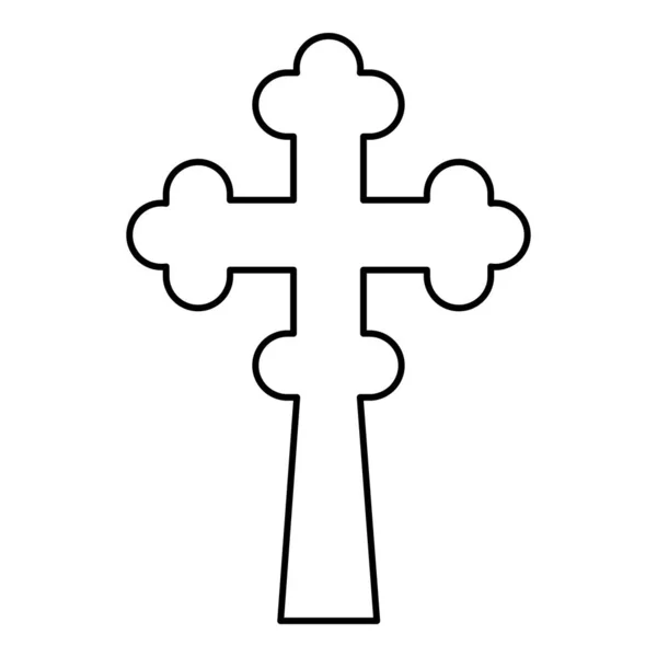 Trifoglio croce trifoglio sulla cupola chiesa domical con taglio Croce monogramma Croce religiosa icona nero contorno di colore vettore illustrazione stile piatto immagine — Vettoriale Stock