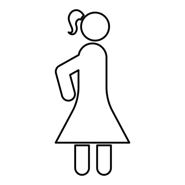 Женщина палка иконка черный цвет контур векторной иллюстрации плоский стиль изображения — стоковый вектор