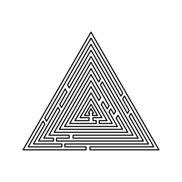 Laberinto triangular Laberinto enigma Laberinto enigma icono color negro contorno vector ilustración estilo plano imagen — Vector de stock