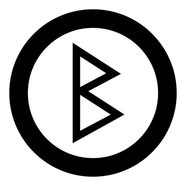 Berkana rune brzoza urodzenia ikony czarny kolor wektor w okrąg ilustracja płaski obraz — Wektor stockowy