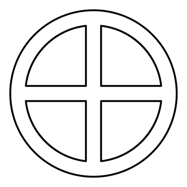 Cross rund cirkel på bröd konceptet delar kropp Kristus Infinity logga in religiös ikon svart färg disposition vektor illustration platt stil bild — Stock vektor
