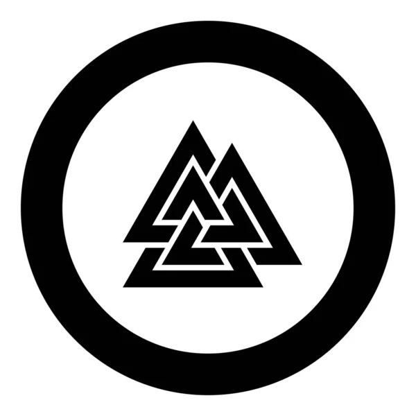 Valknut signo Symblol icono negro vector de color en círculo redondo ilustración imagen de estilo plano — Vector de stock