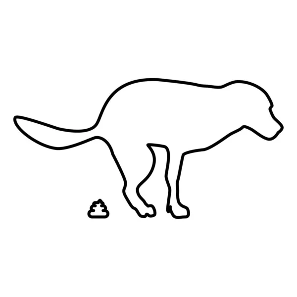 El perro caca icono color negro contorno vector ilustración plano estilo imagen — Archivo Imágenes Vectoriales