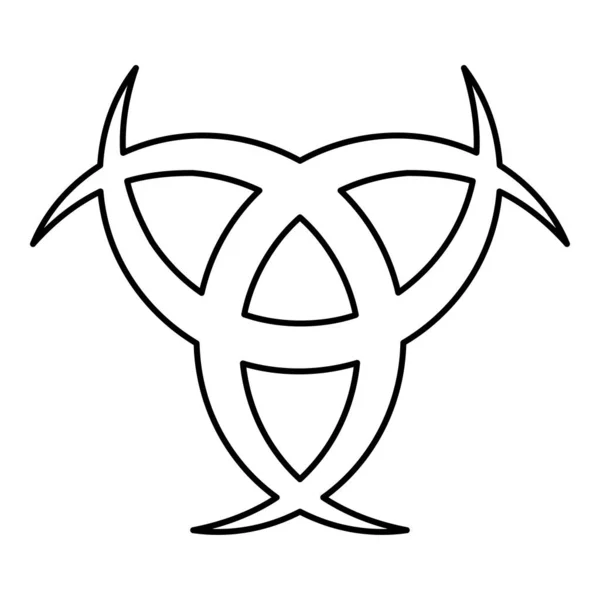 Róg róg Odin Triple Odin ikona kolor czarny zarys wektor ilustracja płaski obraz — Wektor stockowy