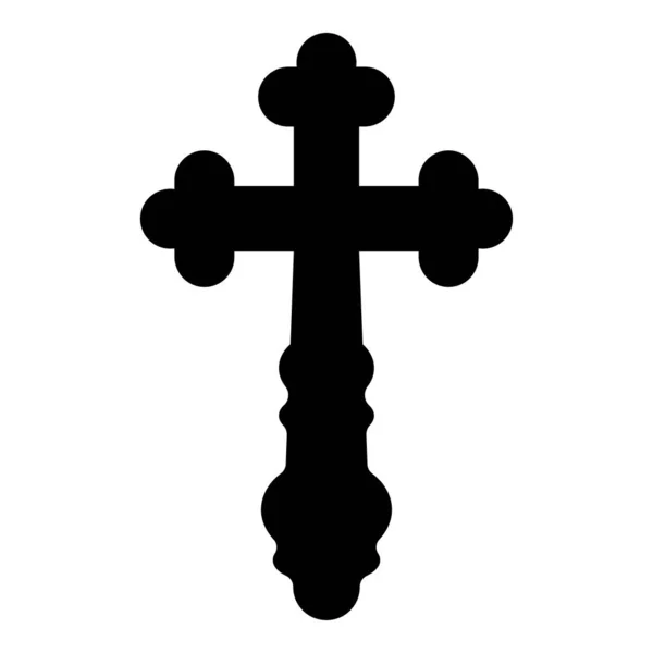 Крест трилистник трилистник Крест монограмма Религиозный крест икона черный цвет вектор иллюстрация плоский стиль изображения — стоковый вектор