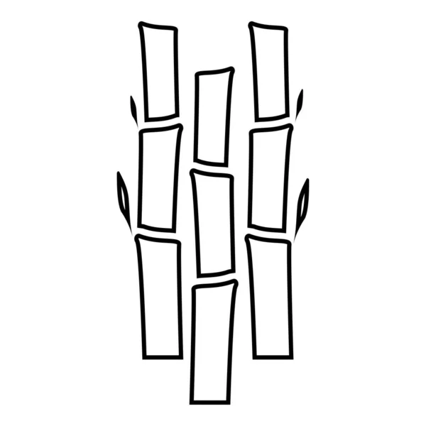 Bambú con hojas Naturaleza planta icono color negro contorno vector ilustración plano estilo imagen — Archivo Imágenes Vectoriales