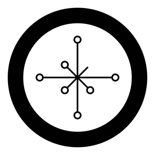 Barre de crainte aegishjalmur ou egishjalmur galdrastav icône vecteur de couleur noire en cercle illustration ronde style plat image — Image vectorielle