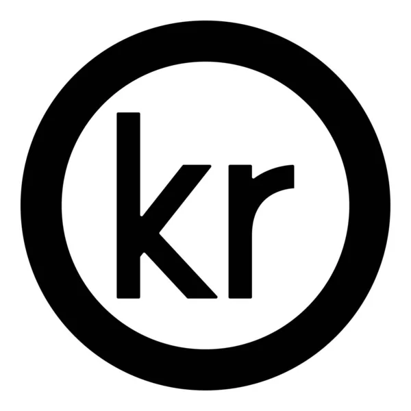 Danimarka Danimarka Kronu simge siyah renk vektör yuvarlak düz stil görüntü illüstrasyon çember içinde Kronu — Stok Vektör