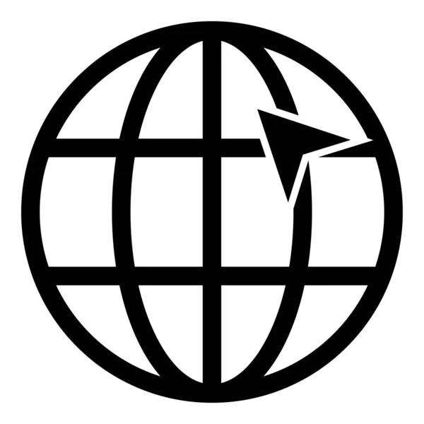 Arrow on earth grid Globe internernet concept Click arrow on website Idea using website icon black color vector illustration flat style image — Stock Vector