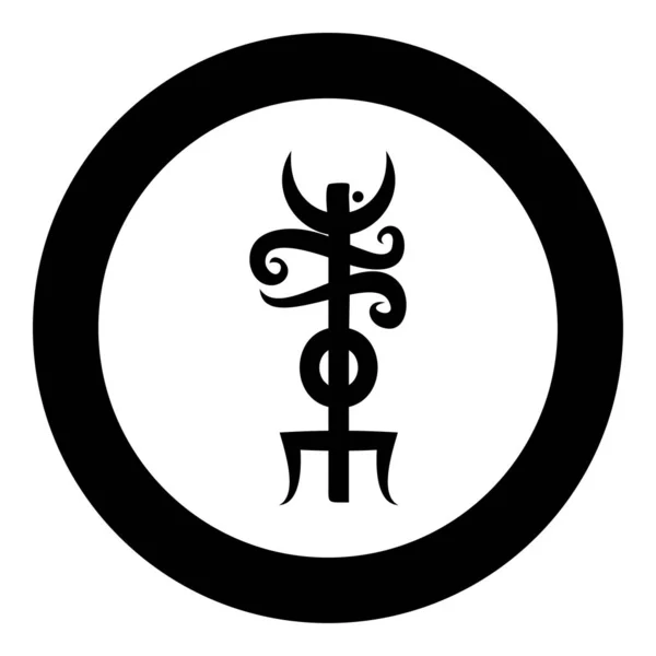 Nombre Runa de Odín Runa ocultar el nombre de Odín galdrastav icono vector de color negro en círculo redondo ilustración imagen de estilo plano — Archivo Imágenes Vectoriales