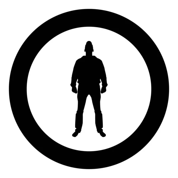 Mens staande GLB volgens met front pictogram zwarte kleur vector in cirkel ronde platte stijl illustratie — Stockvector