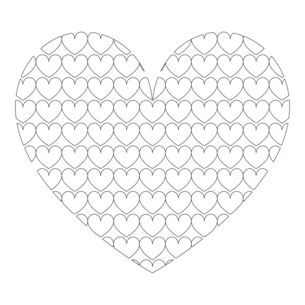 Coração com corações dentro Padrão de coração no ícone de coração cor preta esboço vetor ilustração imagem de estilo plano —  Vetores de Stock