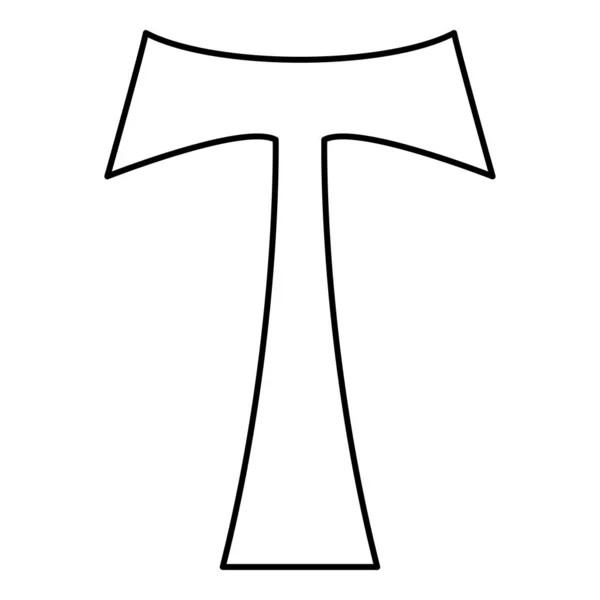 Kreuz Monogramm T Symbol Heilige Anthony Apostel Zeichen religiöses Kreuz Symbol schwarze Farbe Umriss Vektor Illustration flachen Stil Bild — Stockvektor