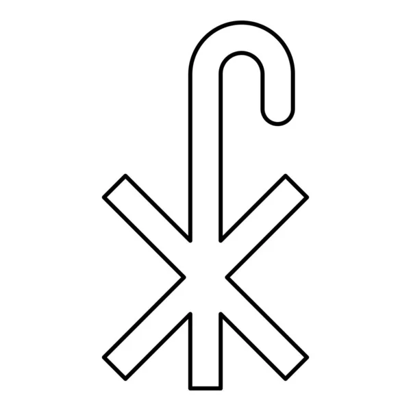 Cross monogram X symbool Saint Pastor teken religieuze kruis zwarte kleur overzicht vector illustratie vlakke stijl pictogramafbeelding — Stockvector