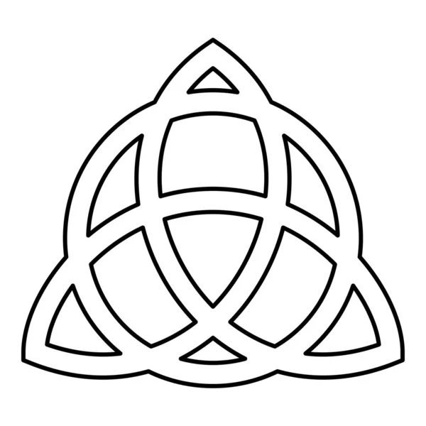 Noeud Trikvetr avec cercle Pouvoir de trois viking symbole tribal pour tatouage Trinité noeud icône couleur noire contour vectoriel illustration plat style image — Image vectorielle