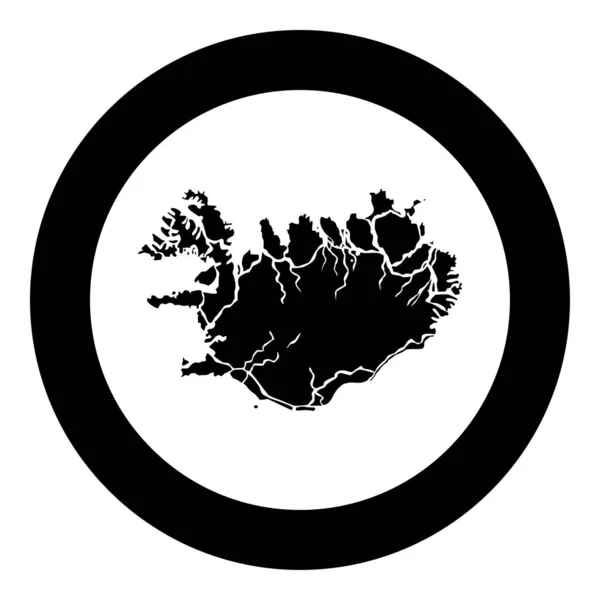 冰岛图标黑色矢量地图在圆圆例证平面样式图 — 图库矢量图片