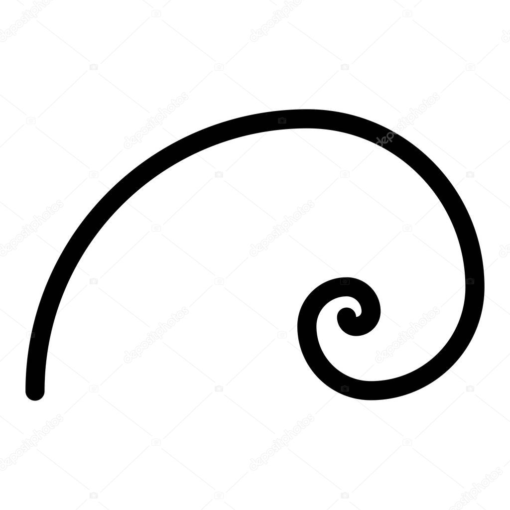 Spiral golden section Golden ratio proportion Fibonacci spiral icon black color vector illustration flat style image