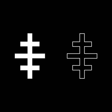 Beyaz renk düz stil görüntü illüstrasyon vektör çapraz Papalık Roma kilise Icon set