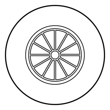 Viking kalkan simgesi anahat siyah renk vektör yuvarlak düz stil görüntü illüstrasyon çember içinde