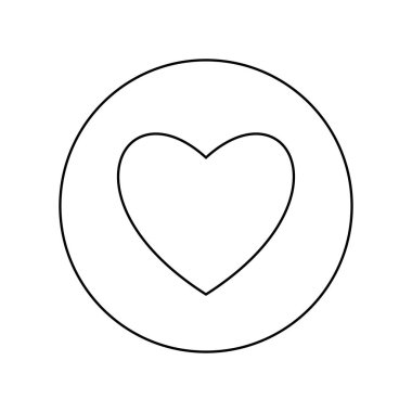 Kalp siyah renk simgesi daire veya anahat vektör çizim yuvarlak