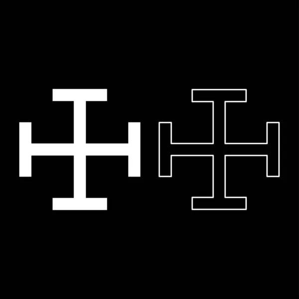 Kreuz gibbet ähnelt Hinterkopf Kreuz Monogramm religiöses Kreuz Symbol setzen weiße Farbe Vektor Illustration flachen Stil Bild — Stockvektor