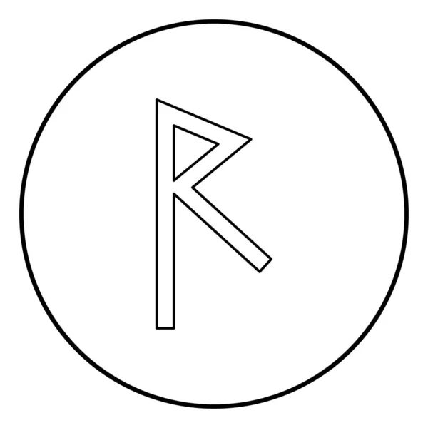 Raido rune επιδρομή σύμβολο οδικής εικονίδιο διάρθρωσης μαύρο χρώμα διάνυσμα σε κύκλο γύρω από εικονογράφηση επίπεδη στυλ εικόνας — Διανυσματικό Αρχείο