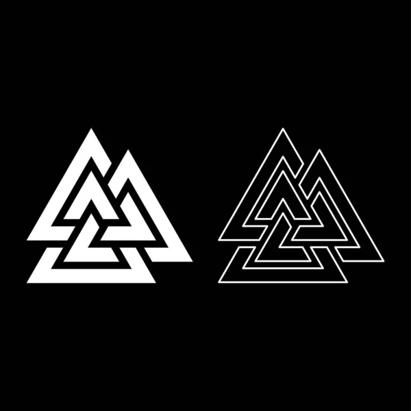 Valknut pictogrammenset symbool witte kleur vector illustratie vlakke stijl — Stockvector