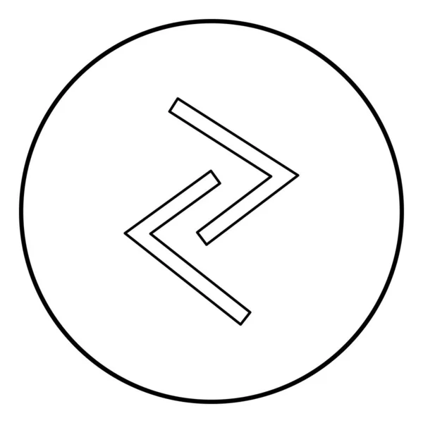Jera rune рік символ збирання врожаю вашої дитини контур чорного кольору вектор в колі круглі ілюстрації зображення плоского стилю — стоковий вектор