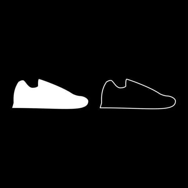 Zapatillas Zapatillas Zapatillas deportivas Zapato Run icono conjunto color blanco vector ilustración estilo plano imagen — Archivo Imágenes Vectoriales