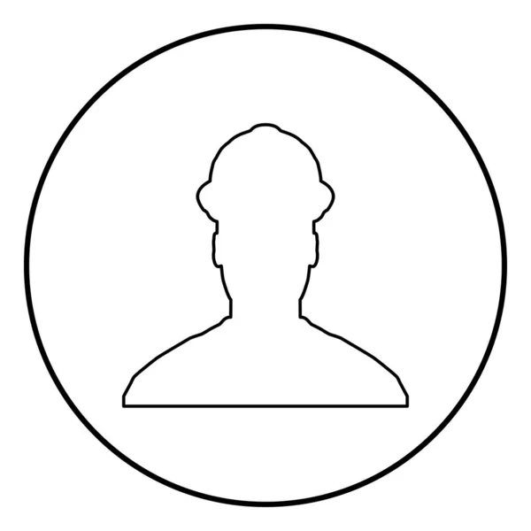 Architecte constructeur Avatar ingénieur en vue du casque icône contour noir vecteur de couleur en cercle illustration ronde style plat image — Image vectorielle