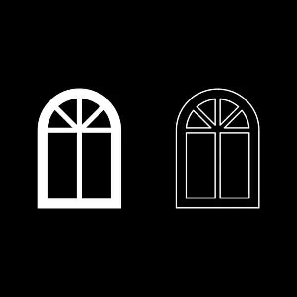 Quadro de janela semi-redondo na parte superior Ícone de janela de arco conjunto vetor de cor branca ilustração imagem de estilo plano — Vetor de Stock