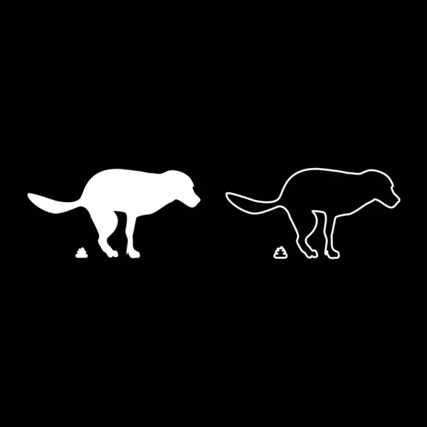 A kutya poops ikon készlet, fehér színű vektor illusztráció lapos stílusú kép — Stock Vector