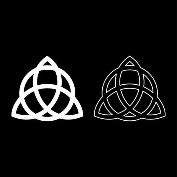 Nudo de Trikvetr con círculo Potencia de tres símbolos vikingos tribal para tatuaje Icono de nudo de Trinidad conjunto ilustración vectorial de color blanco estilo plano imagen — Vector de stock