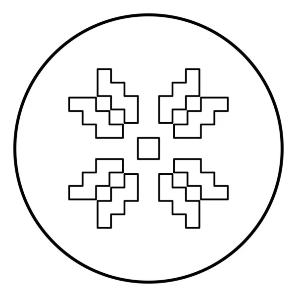 Skandinavische Muster-Symbol umreißen schwarzen Farbvektor im Kreis runde Abbildung flachen Stil Bild — Stockvektor