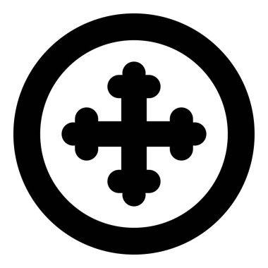 Çapraz trefoil shamrock Cross monogram Yuvarlak siyah renk vektör illüstrasyon düz stil görüntü dini çapraz simge