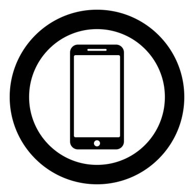 Daire yuvarlak siyah renk vektör illüstrasyon düz stil görüntü akıllı telefon simgesi