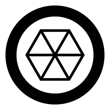 Soyut küp şekli Altıgen kutu simgesi daire yuvarlak siyah renk vektör illüstrasyon düz stil görüntü