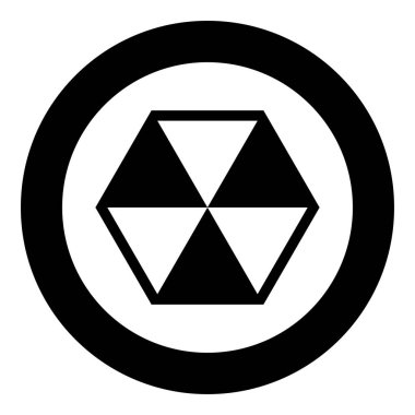 Soyut küp şekli Altıgen kutu simgesi daire yuvarlak siyah renk vektör illüstrasyon düz stil görüntü