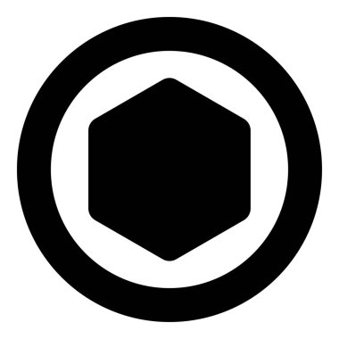 Yuvarlak siyah renkli vektör illüstrasyon düz stil görüntü yuvarlak köşeleri simgesi ile Altıgen