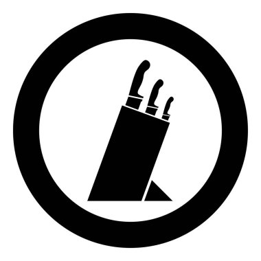 Bıçak Bıçak tutucu Bıçaklar Tutucu daire yuvarlak siyah renk vektör illüstrasyon düz stil görüntü bıçaksimgesi için