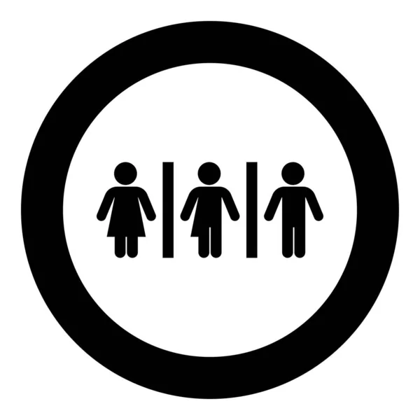Femme travesti bisexuel gay homme loyauté concept icône en cercle rond noir couleur vecteur illustration plat style image — Image vectorielle