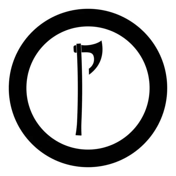 Ax con mango largo Viking icono de hacha en círculo redondo vector de color negro ilustración imagen de estilo plano — Archivo Imágenes Vectoriales