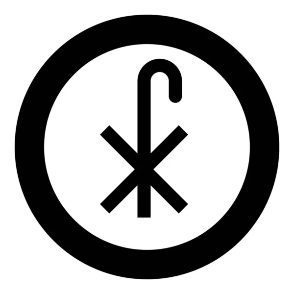 Cruz Monograma X Símbolo Signo de San Pastor Icono de cruz religiosa en círculo redondo vector de color negro ilustración estilo plano imagen — Vector de stock