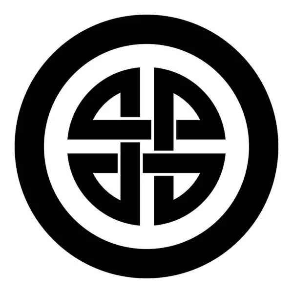 保護の結び目シールドシンボル 円丸黒色ベクトルイラストフラットスタイルの古代シンボルアイコン — ストックベクタ